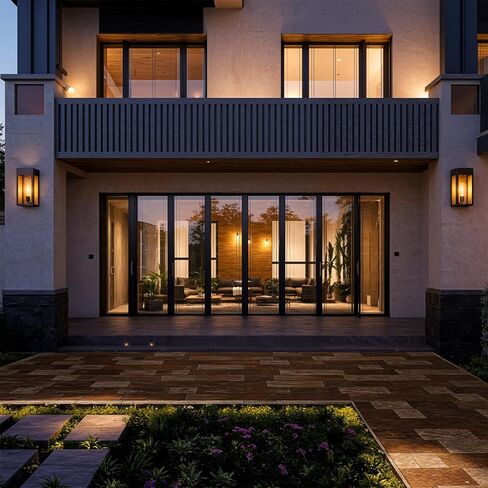 LEDMyplace Outdoor Sconce Light - 60W Dimmable Black Outdoor Wall Sconce with Clear Glass Panels - E26 Socket, 680 Lumens, High CRI, IP65, ETL Listed, Modern Exterior Light Fixture (18" H x 7.5" W) in Saudi Arabia