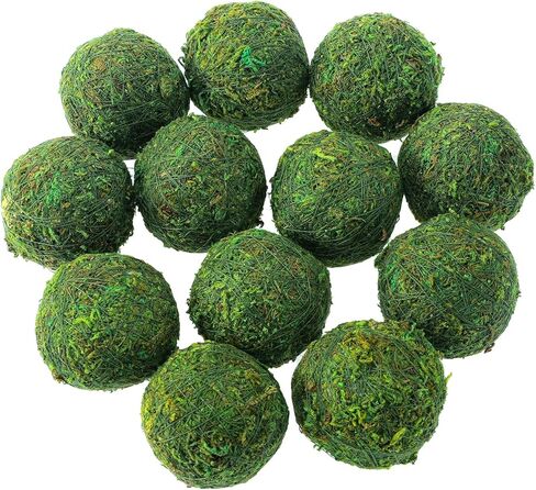 18 حزمة زخرفية فو ، كرات الطحلب المجففة- 6pcs 3.1 "نباتات نباتية خضراء مصطنعة+ 12pcs 2.2 بوصة هدية مموس يدويًا للمنزل in Kuwait