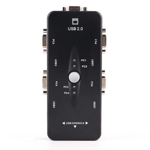 USB KVM Switch 4 Port Monitor Hub، توصيل وتشغيل جهاز مشاركة الكمبيوتر عالي الأداء لأجهزة الكمبيوتر المحمول وسطح المكتب باللون الأسود in Saudi Arabia