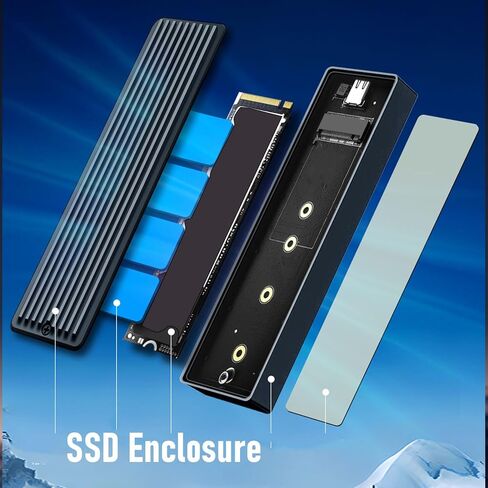 حاوية GOWENIC M.2 NVME SATA SSD، حاوية محرك أقراص الحالة الصلبة USB 3.2 Gen Type C بسرعة 10 جيجابت في الثانية لـ 2280 SSD، محرك أقراص الحالة الصلبة الخارجي، USB 3. محول Gen in Saudi Arabia