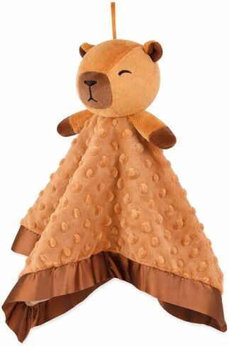 Capybara Baby Security Blanket Gifts - 17"x17" Newborn Lovey Stuffed Animals Toys, Babies boy & Girl Essentials, Gender Neutral Items Must Haves, Infant Soft Plush Personalized Unisex for 0-6 Months in Saudi Arabia