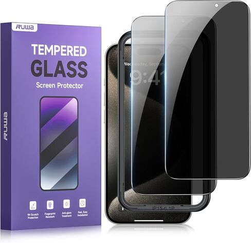 ruwa Privacy Screen Protector for iPhone 15 Pro [6.1 Inch] [2-Pack] in Kuwait