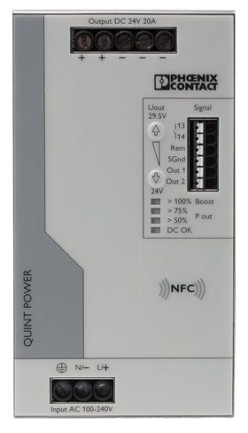 Phoenix Contact Power Supply DIN Rail QUINT4-PS/1AC/24DC/20 2904602 24 V/DC 20 A 1 x 1 قطع (قطع) in Kuwait