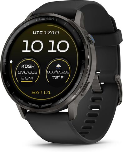 Garmin D2™ Air X15, Versatile Aviator Smartwatch with GPS, LED Flashlight, Health and Fitness Features, Aviation Weather, Built-in Microphone/Speaker, Slate with Black Silicone Band in Saudi Arabia