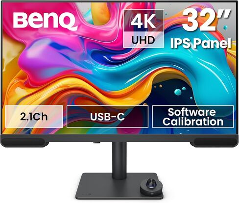 شاشة BenQ PV3200U مقاس 32 بوصة بدقة 4K UHD لتحرير الفيديو، 95% DCI-P3، 100% Rec.709/sRGB، مكبرات صوت 2.1 قناة، 65 وات USB-C، متوافق مع Mac، معايرة المصنع، معايرة البرامج، حامل مريح in Saudi Arabia