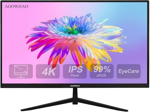 27 Inch 4K UHD (3840x2160) Monitor, Dual Mode 4K@60Hz/2K@144Hz, IPS Panel, Borderless Design, HDR400, 99% sRGB, Work & Gaming Monitor for Designers, Office, and PC Gaming with HDMI DP Type-c in Saudi Arabia
