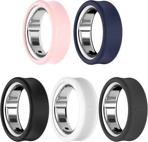 غطاء حلقة Simpeak متوافق مع Oura Ring Gen 4/Gen 3، 5 عبوات من السيليكون الناعم المضاد للخدش للنساء والرجال، شفاف/أسود/وردي/رمادي/كحلي in Saudi Arabia
