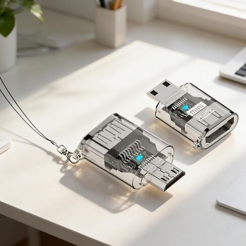 تحويل من النوع C، محول USB C 3x2x0.9 سم، موصل ABS شفاف مدمج للهواتف الذكية والكمبيوتر اللوحي والكمبيوتر المحمول والشحن ونقل البيانات والاستخدام المحمول in Kuwait
