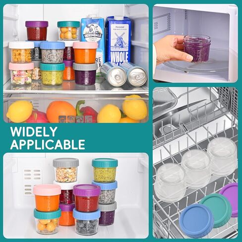 عبوات زجاجية لأغذية الأطفال مكونة من 6 قطع مع أغطية، برطمانات زجاجية صغيرة آمنة لتخزين أغذية الأطفال في الفريزر، مقاومة للتسرب من درجة طعام الأطفال in Kuwait