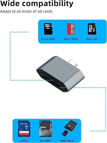 SD Card Reader for Iphone 17 16 15 Pro Max(2in1)USB C to Micro SD TF Adapter Type C Plug Camera Memory for Apple Android Computer for Ipad Compatible with Samsung Phone Macbook Fast Transfer converter in Saudi Arabia
