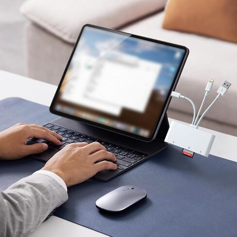 قارئ بطاقات الذاكرة 5 في 1 مع موصل ثلاثي - محول USB C/Lightning/USB-A إلى SD/TF/MS/XD/CF، نقل فيديو عالي السرعة من الكاميرا إلى iPhone، iPad، Android، Mac، الكمبيوتر الشخصي للمحترفين in Saudi Arabia