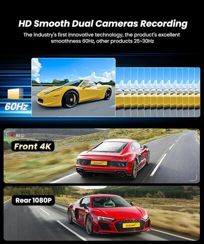 4K Rear View Mirror Camera with Carplay & Android Auto: 11.26" Smart Touch Screen Mirror Dash Cam Front and Rear with Voice Control, Parking Monitor, Reverse Assist for Car Truck SUV Van (64GB Card) in Kuwait
