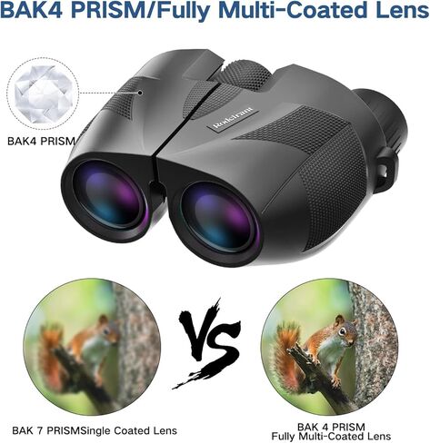 مناظير مدمجة مقاس 20 × 25 للبالغين والأطفال، مناظير مقاومة للماء كبيرة الحجم للصيادين، سهلة التركيز على مشاهدة الطيور أثناء المشي لمسافات طويلة في الهواء الطلق، باللون الأسود in Kuwait