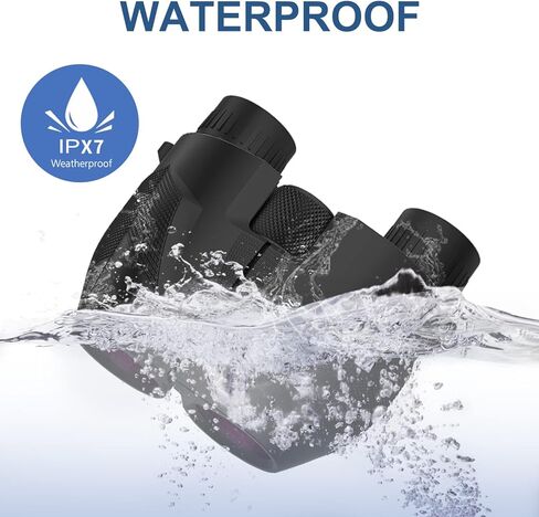 مناظير مدمجة مقاس 20 × 25 للبالغين والأطفال، مناظير مقاومة للماء كبيرة الحجم للصيادين، سهلة التركيز على مشاهدة الطيور أثناء المشي لمسافات طويلة في الهواء الطلق، باللون الأسود in Kuwait