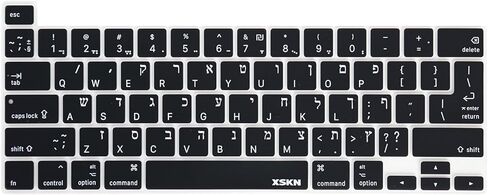 غطاء جلدي للوحة المفاتيح من السيليكون العبري XSKN لإصدار 2019 2020 لجهاز MacBook Pro 16.2 13.3 بوصة مع شريط اللمس ومعرف اللمس A2141 A2289 A2251 A2338 M1 (تخطيط أمريكي، أسود) in Kuwait