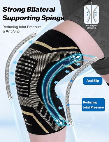 Copper Knee Brace for Men & Women - Knee Compression Sleeve with Side Stabilizers - Knee Support for Running, Hiking, Walking, Basketball, Volleyball, Meniscus Tear, ACL, Arthritis Knee Pain Relief in Saudi Arabia