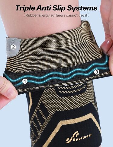 Copper Knee Brace for Men & Women - Knee Compression Sleeve with Side Stabilizers - Knee Support for Running, Hiking, Walking, Basketball, Volleyball, Meniscus Tear, ACL, Arthritis Knee Pain Relief in Saudi Arabia