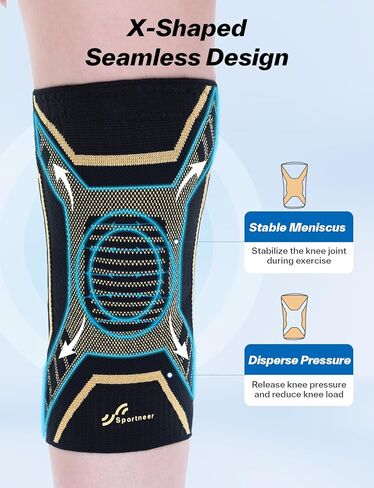 Copper Knee Brace for Men & Women - Knee Compression Sleeve with Side Stabilizers - Knee Support for Running, Hiking, Walking, Basketball, Volleyball, Meniscus Tear, ACL, Arthritis Knee Pain Relief in Saudi Arabia