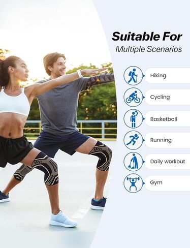 Copper Knee Brace for Men & Women - Knee Compression Sleeve with Side Stabilizers - Knee Support for Running, Hiking, Walking, Basketball, Volleyball, Meniscus Tear, ACL, Arthritis Knee Pain Relief in Saudi Arabia