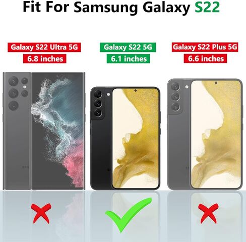Gritup for Samsung Galaxy S22 Case with 2-Pack HD Screen Protectors and Slide Camera Cover，12 FT Military Grade Drop Protection，Magnetic Ring Holder Kickstand Protective Phone Case,Black in Kuwait