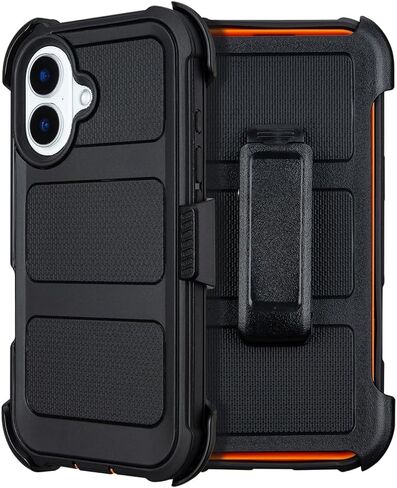 for Defender iPhone 17 Case with Clip,for Holster iPhone 17 Case with Kickstand,for Heavy Duty iPhone17 Phone Case Rugged 2 Layers of Sturdy,Anti-Drop for Phone Case iPhone17Case Protective(Black) in Saudi Arabia