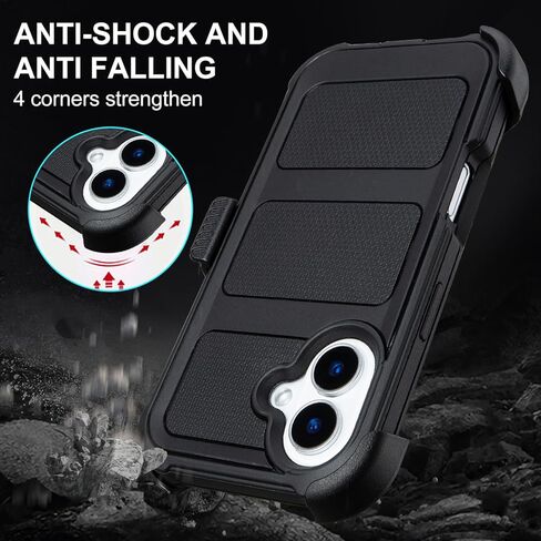 for Defender iPhone 17 Case with Clip,for Holster iPhone 17 Case with Kickstand,for Heavy Duty iPhone17 Phone Case Rugged 2 Layers of Sturdy,Anti-Drop for Phone Case iPhone17Case Protective(Black) in Saudi Arabia
