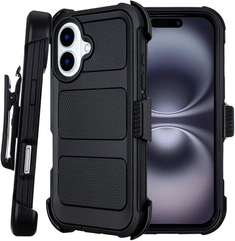 for Defender iPhone 17 Case with Clip,for Holster iPhone 17 Case with Kickstand,for Heavy Duty iPhone17 Phone Case Rugged 2 Layers of Sturdy,Anti-Drop for Phone Case iPhone17Case Protective(Black) in Saudi Arabia