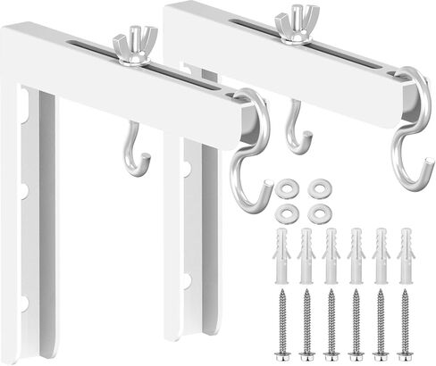 2-Be-Best Universal Projector Screen Wall Mount, 6" Projector Screen Hanging L Brackets Projectors Screens Ceiling Mount Adjustable Extension with Hook 84 lbs / 38kg Load, White in Kuwait