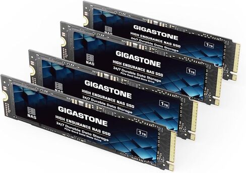 Gigastone M.2 2280 NAS SSD 1 تيرابايت (4 حزم) PCIe 3.0 Gen 3x4 24/7 عالي التحمل 2200 ميجابايت/ثانية للتخزين المتصل بالشبكة ومركز بيانات الأعمال السحابة الشخصية NVMe محرك الحالة الصلبة الداخلي SLC ذاكرة التخزين المؤقت in Kuwait