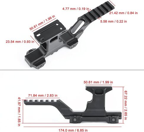 NOBUHIRO مجموعة تكتيكية من نوع Picatinny Riser Mount Red Dot Riser Mount، 1.5 بوصة ملف تعريف مرتفع 6 فتحات للسكك الحديدية لـ T1 T2 رؤية النقاط الحمراء، النطاقات، البصريات، الليزر، مناسب لسكك Picatinny مقاس 20 مم in Kuwait