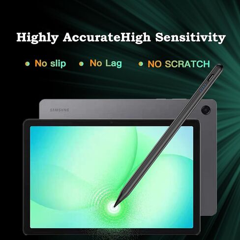 قلم ستايلس لجهاز Samsung Galaxy Tab A11+/A11 Android S Pen متوافق مع Galaxy Table A9+/A9 8.7/11 بوصة شحن سريع للطاولة، امتصاص مغناطيسي (أسود) in Saudi Arabia