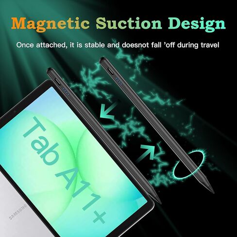 قلم ستايلس لجهاز Samsung Galaxy Tab A11+/A11 Android S Pen متوافق مع Galaxy Table A9+/A9 8.7/11 بوصة شحن سريع للطاولة، امتصاص مغناطيسي (أسود) in Saudi Arabia