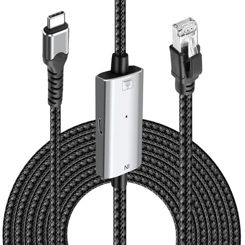 كابل محول USB من النوع C إلى إيثرنت من MEIRIYFA من النوع C إلى سلك RJ45 مع شحن سريع USB-C أنثى 100 واط PD، شبكة LAN جيجابت 1000 ميجابت في الثانية وشحن 2 في 1 لأجهزة الكمبيوتر المحمول والكمبيوتر الشخصي والهاتف -6.56 قدم in Saudi Arabia