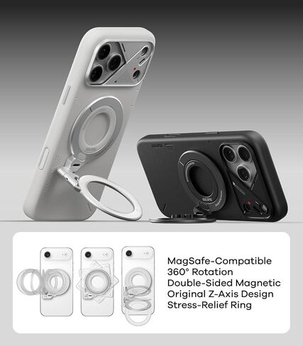 Aulumu G09 قبضة حلقة مغناطيسية | دوران شامل الاتجاهات | متوافق مع MagSafe | بناء سبائك الألومنيوم | مرفق مغناطيسي مستقر على الوجهين | يشتمل على حامل هاتف مزود بحلقة مقبض - أسود in Kuwait