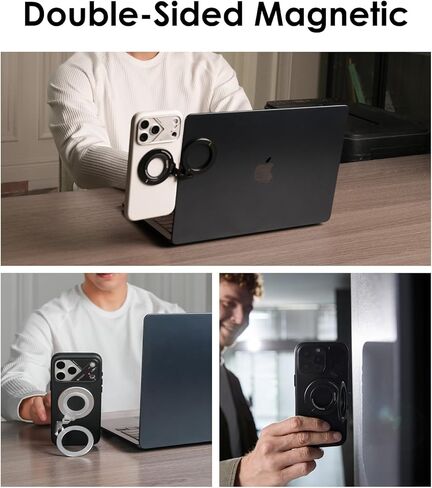 Aulumu G09 قبضة حلقة مغناطيسية | دوران شامل الاتجاهات | متوافق مع MagSafe | بناء سبائك الألومنيوم | مرفق مغناطيسي مستقر على الوجهين | يشتمل على حامل هاتف مزود بحلقة مقبض - أسود in Kuwait