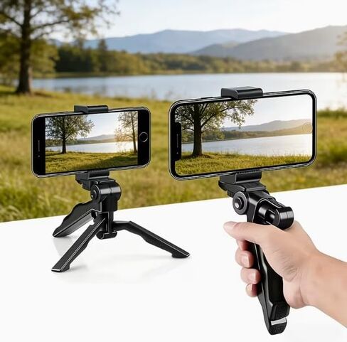 Capture Stunning Shots with Our 360° Anti-Shake Phone Tripod Mount – Portable Adjustable Smartphone Holder Ideal for Live Streaming & Photography. in Saudi Arabia