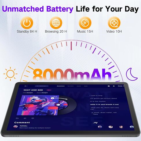 تابلت JUNYANG مقاس 11 بوصة Android 14 مع ثماني النواة، ذاكرة وصول عشوائي 256 جيجابايت، ذاكرة وصول عشوائي 10 جيجابايت (توسيع 2 تيرابايت)، كمبيوتر لوحي 2026 مع بطارية 8000 مللي أمبير في الساعة، تابلت بشاشة كبيرة عالية الدقة لقراءة تعلم الألعاب، واي فاي 6 وB in Kuwait