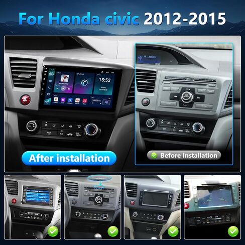 ستيريو أندرويد 13 لسيارة هوندا سيفيك 2012 2013 2014 2015 مع Apple CarPlay Android Auto | شاشة لمس IPS مقاس 9 بوصات لسيارة Honda Civic وحدة رأس راديو GPS، WiFi، DSP HiFi، كاميرا، SWC، CANBUS، 4G+64G in Kuwait