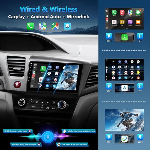 ستيريو أندرويد 13 لسيارة هوندا سيفيك 2012 2013 2014 2015 مع Apple CarPlay Android Auto | شاشة لمس IPS مقاس 9 بوصات لسيارة Honda Civic وحدة رأس راديو GPS، WiFi، DSP HiFi، كاميرا، SWC، CANBUS، 4G+64G in Kuwait