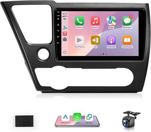 ستيريو أندرويد 13 لسيارة هوندا سيفيك 2012 2013 2014 2015 مع Apple CarPlay Android Auto | شاشة لمس IPS مقاس 9 بوصات لسيارة Honda Civic وحدة رأس راديو GPS، WiFi، DSP HiFi، كاميرا، SWC، CANBUS، 4G+64G in Kuwait