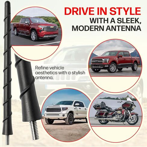 Antenna fits Ford F-350 | F450 (2017-2026) 8 Inch Short Rubber Antenna - USA Threading - Carwash Proof - Internal Copper Coil in Kuwait