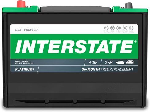 بطاريات Interstate بطارية Marine/RV 12V 100AH ​​925CCA (31M-AAGM) غرض مزدوج Power Pure Lead AGM RV & Marine بدء تشغيل البطارية (حجم المجموعة 31M) ، RV's in Saudi Arabia