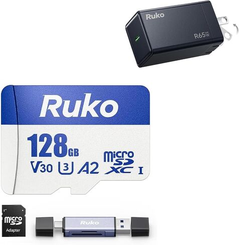 شاحن Ruko USB C بقدرة 65 واط، وشاحن GaN سريع وبطاقة Micro SD سعة 128 جيجا مع قارئ ومحول in Saudi Arabia