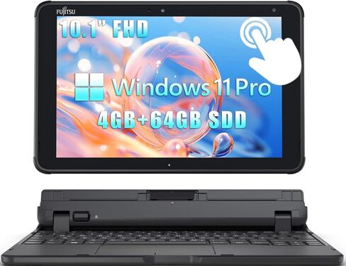 Fujitsu Tablet Stylistic Q5010 2 in 1 Touchscreen Laptop, 10.1" FHD Tablet, Intel Celeron N4020, 4GB RAM, 64GB SSD, 2 Camera, Type-C, Japanese Keyboard, Windows 11 Pro (Renewed) in Kuwait