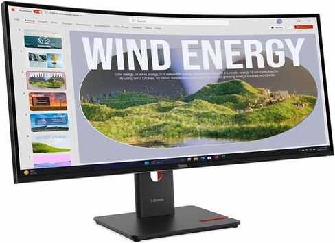 شاشة LED منحنية Lenovo ThinkVision T34WD-40 مقاس 34 بوصة فئة UW-QHD - 21:9 - أسود إكليبس - 34 بوصة قابلة للعرض - محاذاة رأسية (VA) - إضاءة خلفية WLED - 3440 × 1440-16.7 مليون لون - 300 Nit - in Kuwait