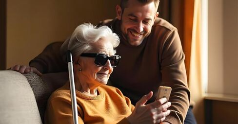 Phone for Blind and Visually Impaired with Tactile Buttons; Advanced AI Assistant, and SOS Alerts. Easy to Use, Golden Sand Color in Saudi Arabia