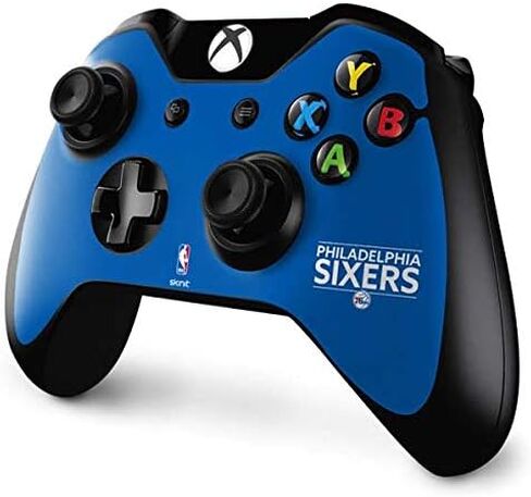 ملصق Skinit المخصص للألعاب متوافق مع وحدة تحكم Xbox One - مرخص رسميًا من NBA Philadelphia 76ers Standard - تصميم أزرق in Kuwait
