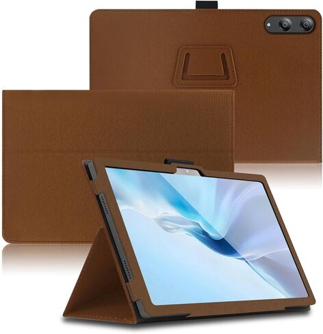 حافظة لجهاز DOOGEE Tab E3 Pro مقاس 13 بوصة مع حزام يد وحامل قلم رصاص، حافظة قابلة للطي بحامل لجهاز DOOGEE Tab E3 Pro. (بني) in Kuwait