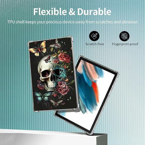 حافظة شفافة لجهاز Kindle Paperwhite 12th Gen 2024 تم إصدارها وKindle Colorsoft Signature Edition شفاف نحيف من مادة TPU غطاء خلفي مقاوم للصدمات، زهرة جمجمة فراشة in Kuwait