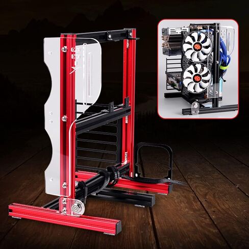 إطار علبة مفتوح من سبائك الألومنيوم ATX PC منصة اختبار اللوحة الأم للكمبيوتر الشخصي كسر السرعة بإطار عاري قاعدة حامل هيكل حافظة كمبيوتر مفتوح الهواء (أحمر) in Saudi Arabia